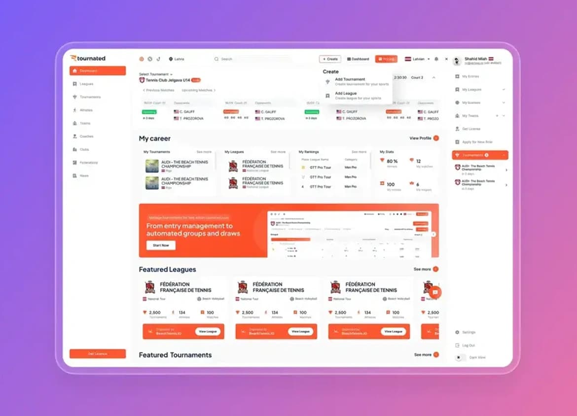 Tournament - Sport management web app 